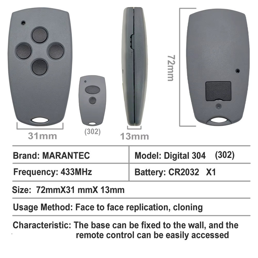 4er Set Marantec Fernbedienungen 433,92 MHz in Grau für Copy Digital 382 384 D302 D304 D313 D321 D323 Befehl 131 211 212 214 - Bild 5