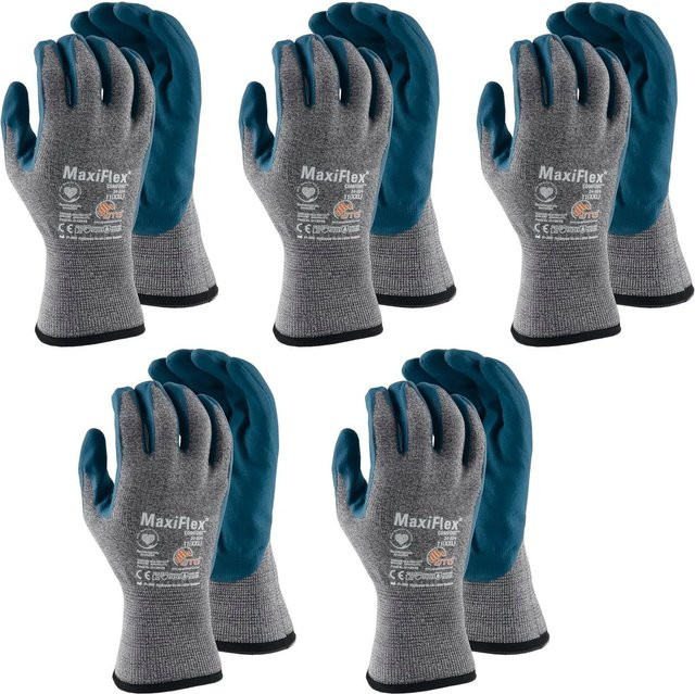 vasalat Set Maxi Comfort Montagehandschuhe Grau Größe 11 mit Nitrilbeschichtung 5 Paar - Bild 1