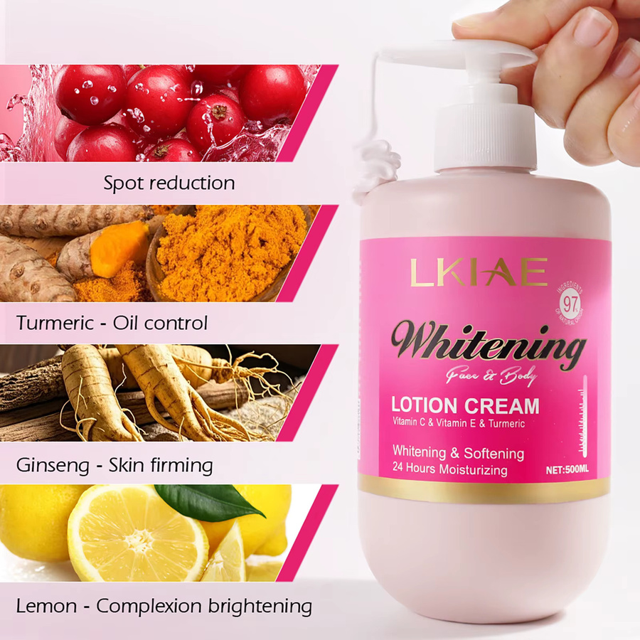 LKIAE Aufhellende Körperlotion, Vitamin C, Vitamin E, Kurkuma, 500 ml - Bild 2