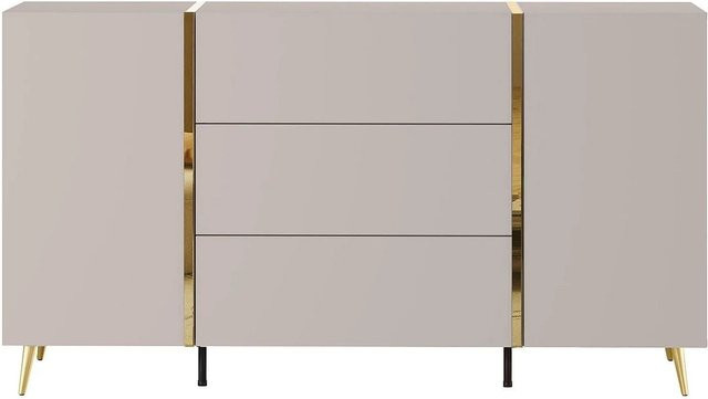 Vente-unique Sideboard Marzialo in Beige und Goldfarben - Bild 1