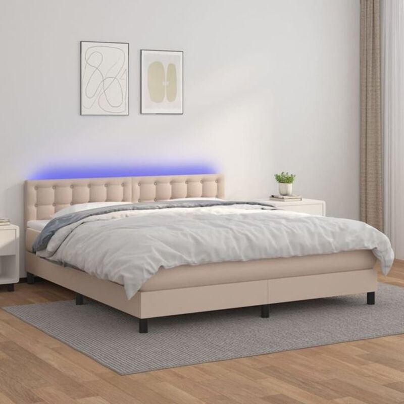 Vidaxl Boxspringbett mit Matratze aus Leder in Braun, B/T/H: 180 x 200 x 88 cm - Bild 1