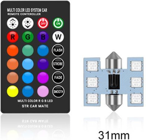 C5W RGB LED Auto Innenbeleuchtung mit Fernbedienung, Mehrfarbige Dome-Licht Leselampe für 12V, Multicolor - Bild 1
