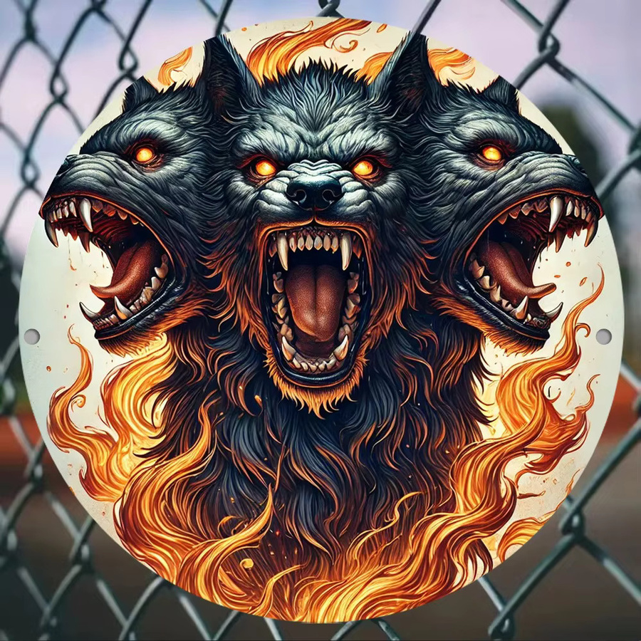 Potdemiel Cerberus Wandkunst aus Metall in Vintage-Optik, rund, Mehrfarbig, Durchmesser: 20 cm - Bild 2