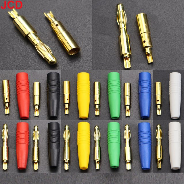 JCD 4er-Set vergoldete Banana-Stecker 4mm für Lautsprecherkabel in Rot - Bild 1