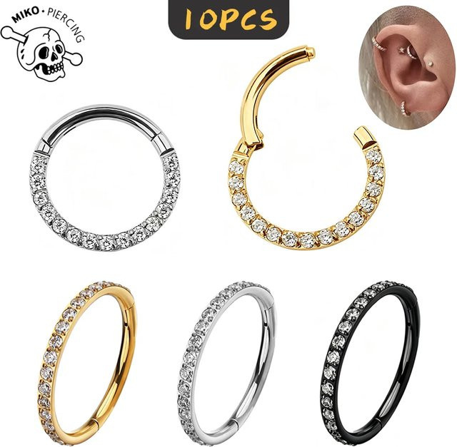 weilaimeng Nasen-Clicker Piercing, Titan, Zirkonia, Unisex - Bild 1