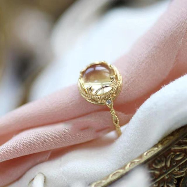 Huitan Ring, Gelb, Imitationsopal, Zirkonia, Kupfer, Damen - Bild 1