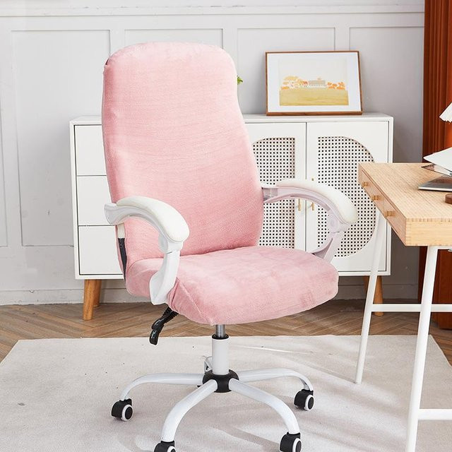 Elastischer Samt Bürostuhlbezug in Pink, rutschfester Sitzüberzug für Computerstühle und Gaming-Sessel - Bild 1