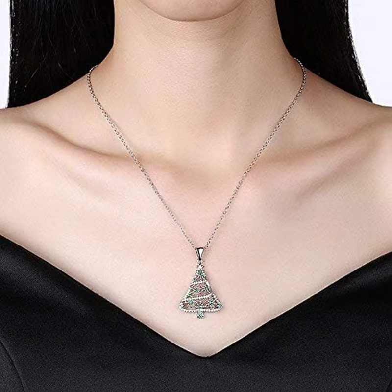 Huita Halskette mit Anhänger, Silber, Zirkonia, Damen, Weihnachtsbaumform - Bild 4