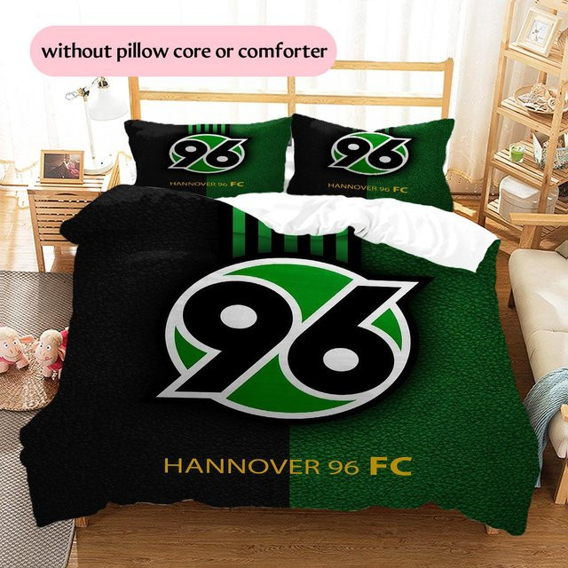 Bettwäsche-Set DayByDayLove mit Hannover-96-Muster in Schwarz, bestehend aus 1 Bettbezug und 2 Kissenbezügen, Breite: 135 cm, Höhe: 200 cm - Bild 1
