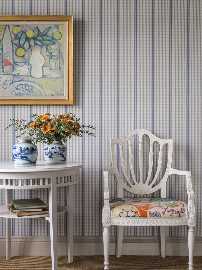 Brömssen Tapete Como Faded Denim in Blau, Vlies-Tapete im skandinavischen Design mit abstraktem Muster - Bild 1