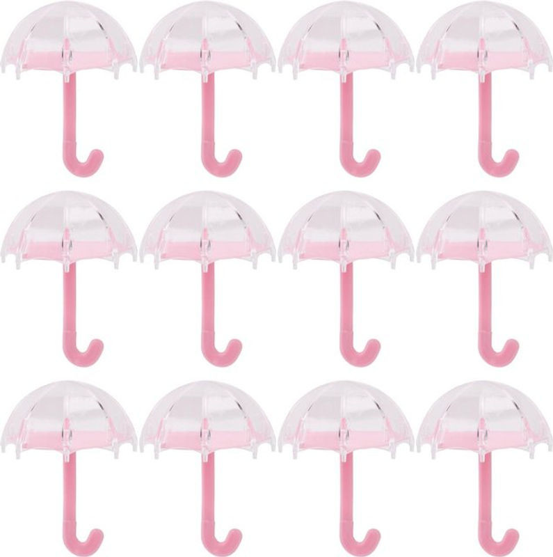 OutsideWorld 12er Set Regenschirm Form Süßigkeitenboxen aus Kunststoff in Rosa für Hochzeiten und Geburtstage - Bild 1