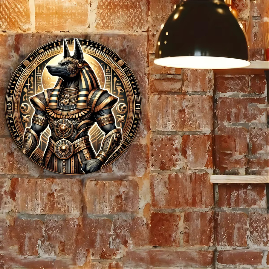 Potdemiel Wanddekoration Anubis Ägyptischer Gott aus Aluminium in Gold, wetterfeste Metall-Kunst für den Außenbereich - Bild 4