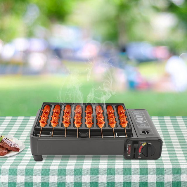 Bymaocar Tragbarer Gaskocher für Outdoor und Camping, 2,2KW Tischkocher aus verzinktem Eisenblech, Schwarz, geeignet für Butan und LPG - Bild 1