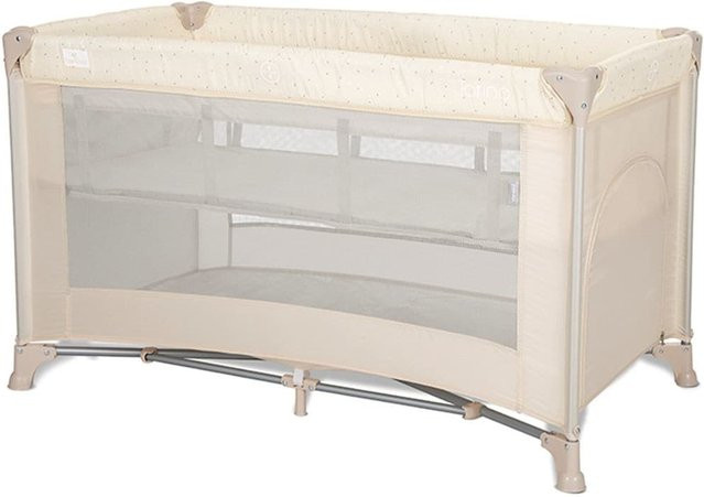 Lorelli Reisebett Torino faltbar mit 2 Ebenen, seitlicher Öffnung und Matratze, hellbraun/beige - Bild 1