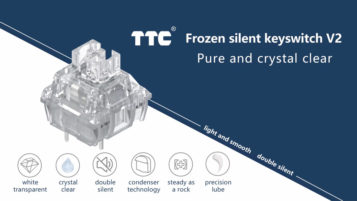 TTC Frozen Silent Switch V2 Mechanische Tastaturschalter, Linear, Transparent, 39g, Vorgeschmiert - Bild 2