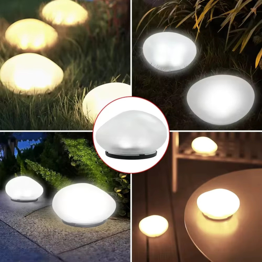 Leclstar Solar-Rasenlampe in Weiß, wasserdichte Kieselstein-Gartenleuchte zur Landschaftsbeleuchtung für Wege und Garten - Bild 5