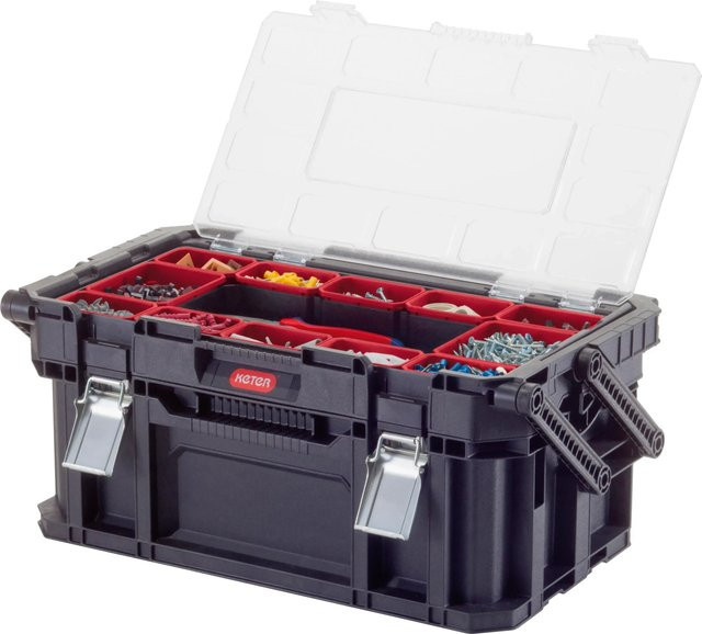 Keter Connect Cantilever Werkzeugkasten mit Einsätzen Schwarz und Transparent, B/T/H: 56,5 x 31,7 x 25,1 cm - Bild 2