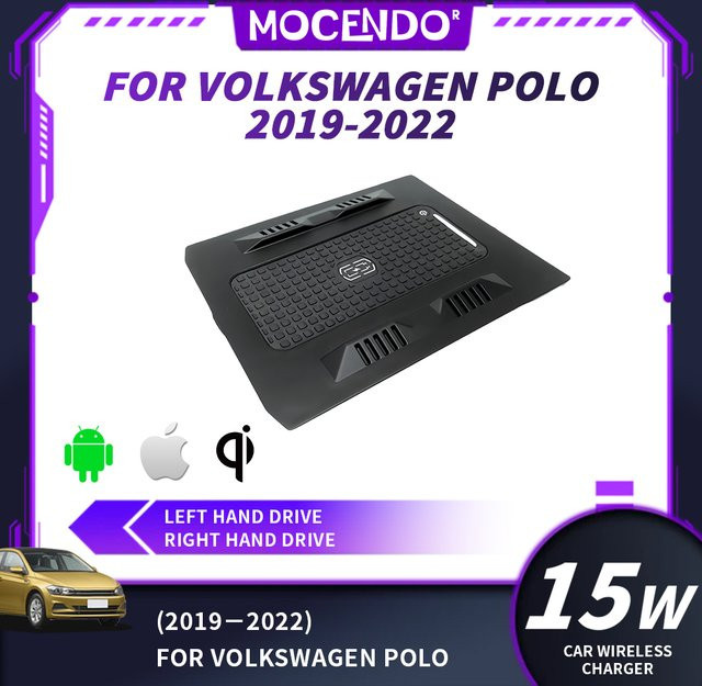 MOCENDO Kabelloses 15W Auto-Ladegerät und Handyhalterung für Volkswagen Polo 2019-2022 in Schwarz - Bild 1