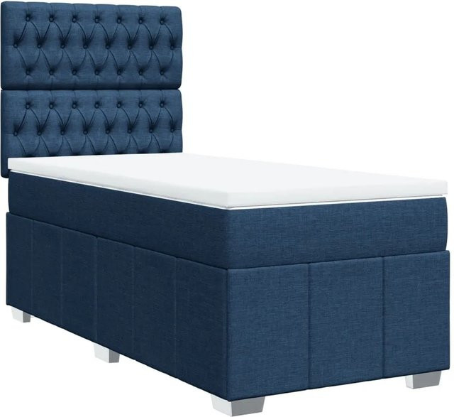 vidaXL Boxspringbett mit Matratze Blau, Hybridbett mit USB-Ladeport und Unterbettbeleuchtung, B/T: 80 x 200 cm - Bild 1
