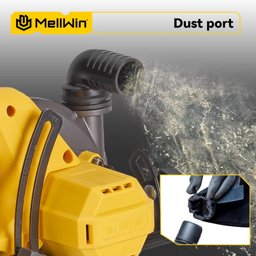 MELLWIN Bürstenlose 6-Zoll-Elektro-Kreissäge in Gelb, tragbare Multifunktions-Schneidemaschine für Holz und PVC-Rohre, wiederaufladbar und kompatibel mit Makita LXT Akkus - Bild 7