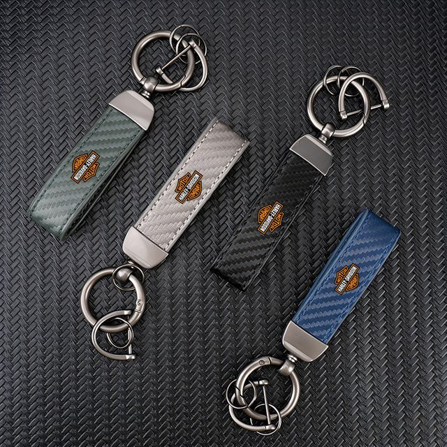 Harley Davidson Schlüsselanhänger, Kohlefaser-Leder, Zinklegierung, Unisex - Bild 1