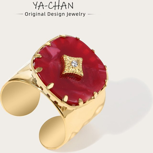 YACHAN Ring Edelstahl, Gold, Damen, Vintage - Bild 1