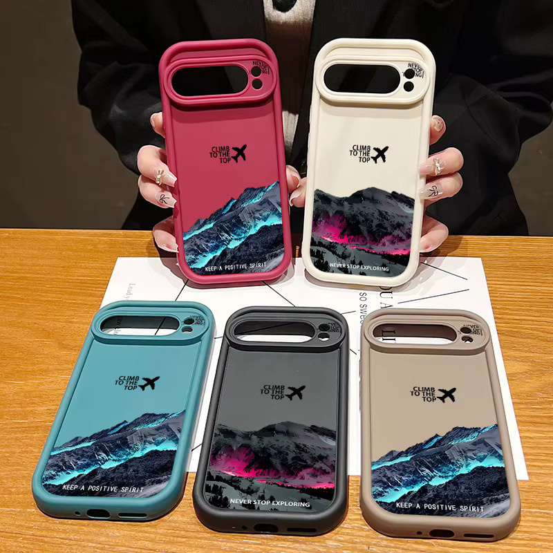 Stoßfeste Google Pixel 9 Handyhülle mit Flugzeug Schnee Berg Muster in Braun aus TPU - Bild 3