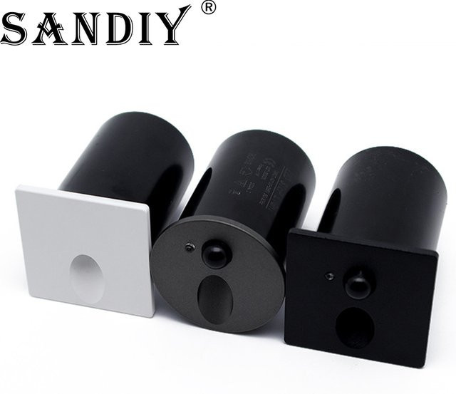 Sandiy LED Treppenleuchte mit Bewegungssensor, runde Einbau-Wandlampe für Outdoor und Indoor, IP65 wasserdicht, warmweiß, weiß - Bild 1