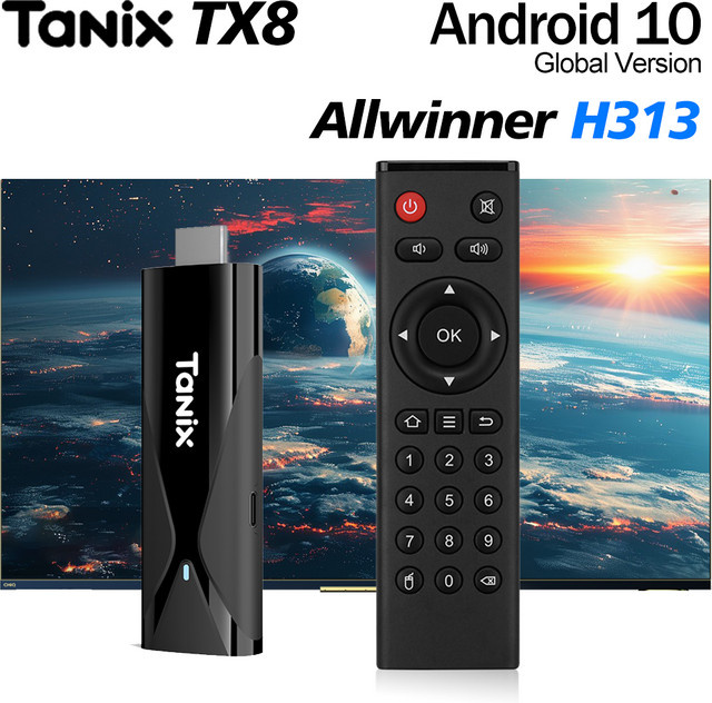 TANIX TX8 Smart TV Box Android 10 Mini TV Stick mit Allwinner H313, 2GB RAM, 16GB Speicher, 4K UHD und 2,4G WLAN in Schwarz - Bild 1