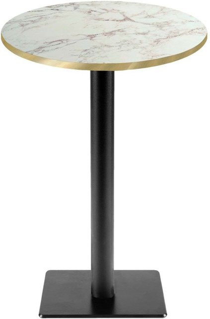 RestooTab Stehtisch Milan T rund in Wollweiß, Braun und Gold, Höhe: 113 cm, Durchmesser: 60 cm - Bild 1