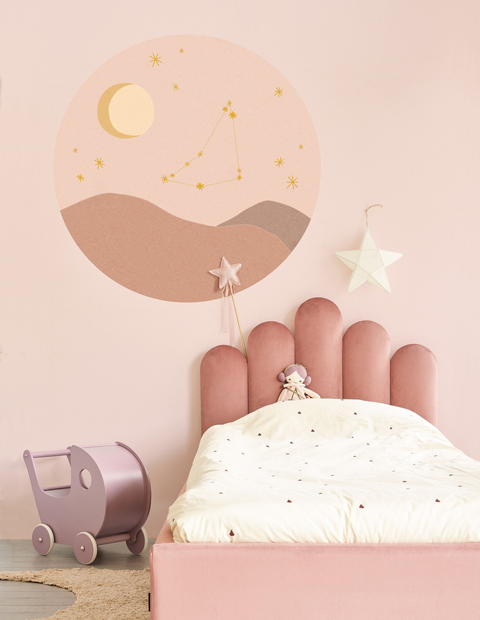 Eijffinger Mural Star Sign Circles Rose Wandbild Capricornus in Pink und Braun - Bild 1