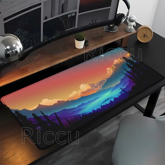 Green Forest Mauspad Schreibtischunterlage mit HD-Druck und genähten Kanten, Multicolor - Bild 1