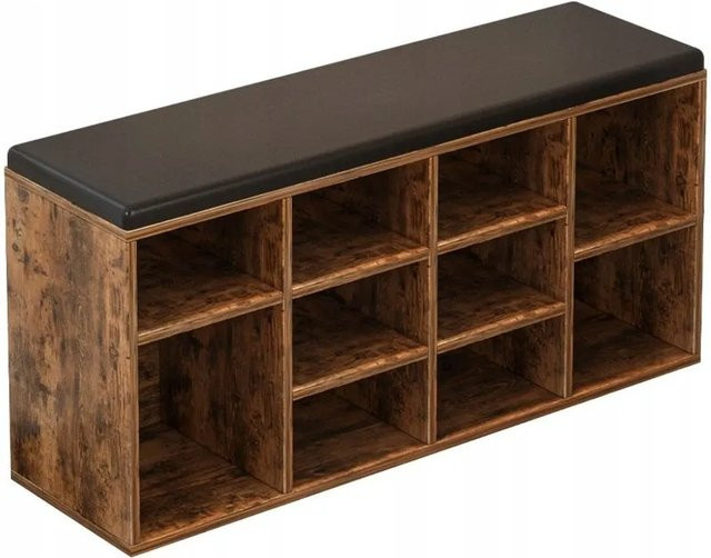 Rebiko Schuhschrank Loft mit Sitzbank in Braun im rustikalen Design, Breite: 104 cm - Bild 1