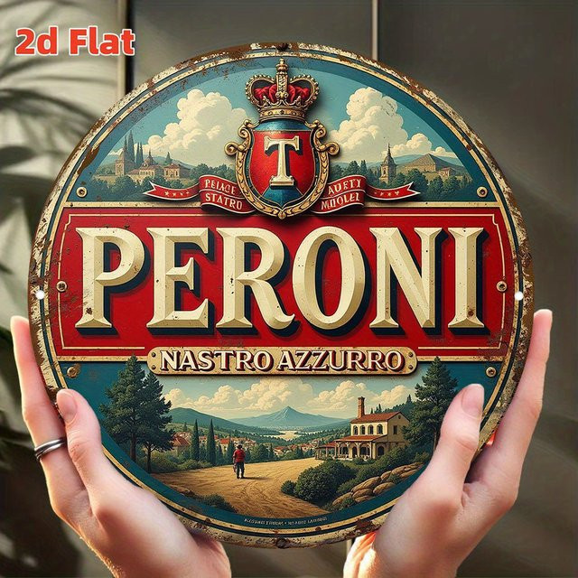 Peroni Beer Wanddekor aus Metall in Rot, Wandkunst-Schild für Innen- und Außenbereich, Breite: 20 cm, Höhe: 20 cm, Tiefe: 20 cm - Bild 1