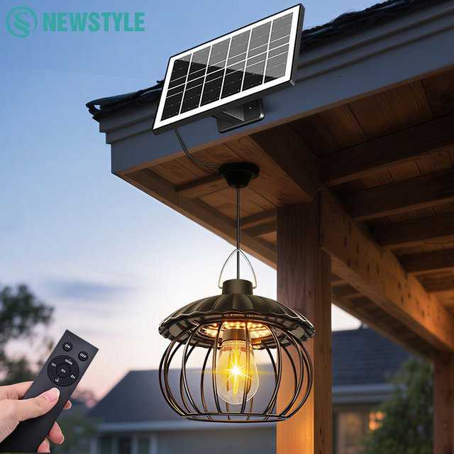 Solar-LED-Pendelleuchte mit Fernbedienung und Timer, IP65 wasserdicht, für Garten und Außenbereich - Bild 1