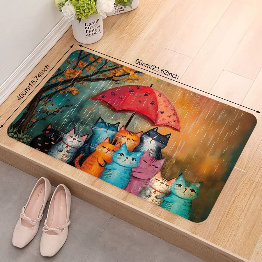 VIKAMA Kitty Family Regenschutz-Teppich, rutschfest und saugfähig, Mehrfarbig, B/T: 60 x 40 cm - Bild 2