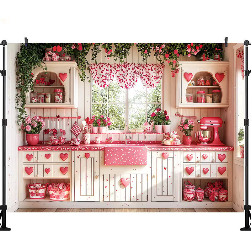 LS Fotografie Hintergrund mit floralem Design in Rosa für Valentinstag, Geburtstag oder Party als Studio Photozone - Bild 2