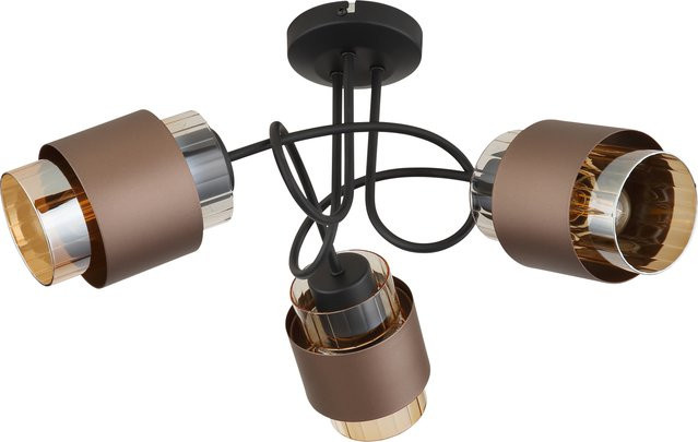 Deckenleuchte MILLEY von GLOBO Lighting in Schwarz Matt und Bronze mit Glas in Amber, E27 - Bild 1