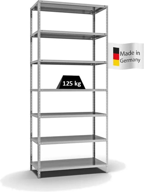 PROREGAL Fachbodenregal Light-Duty mit 7 Ebenen, verzinkt, Farbe: Silber, H x B x T: 300 x 130 x 60 cm - Bild 1