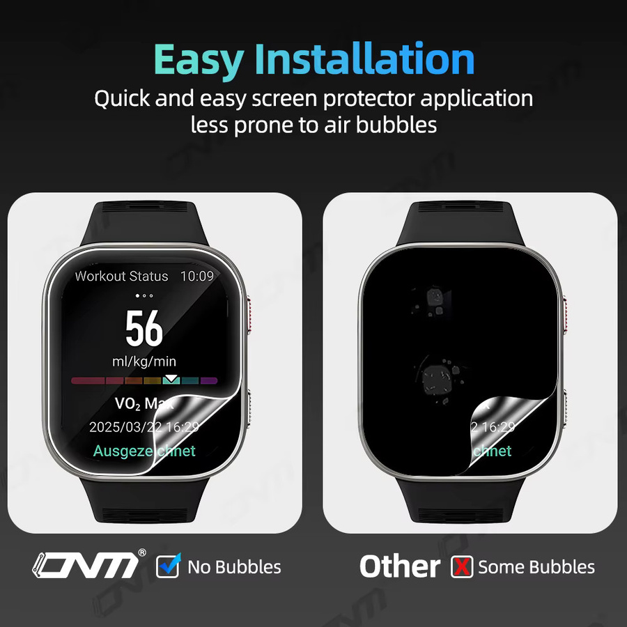 ONM Hydrogel-Displayschutzfolie für Amazfit Bip Max, transparent, kratzfest und HD-Vollabdeckung - Bild 3