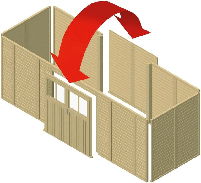 Karibu Geräteraum aus Massivholz für Doppelcarport, braun, B/T/H: 564 x 204 x 200 cm - Bild 1