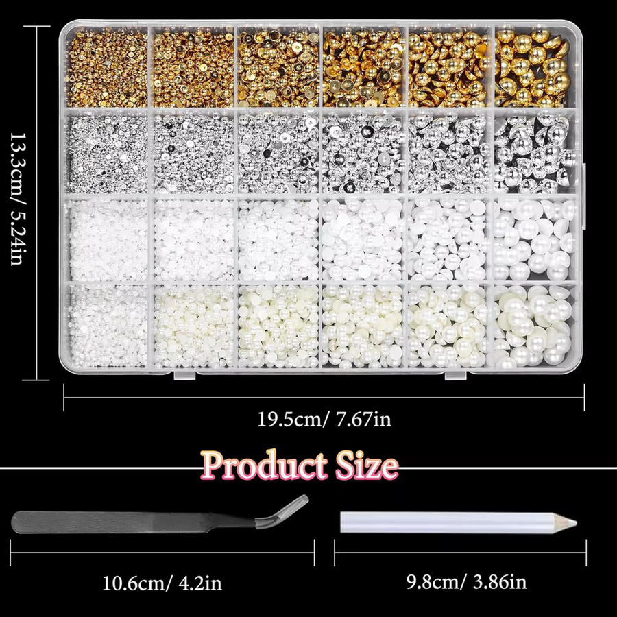 MingLee Nagel Charms, Kaviar Perlen, Gold Silber, Weiß Beige, 1/2/3/5 mm - Bild 4