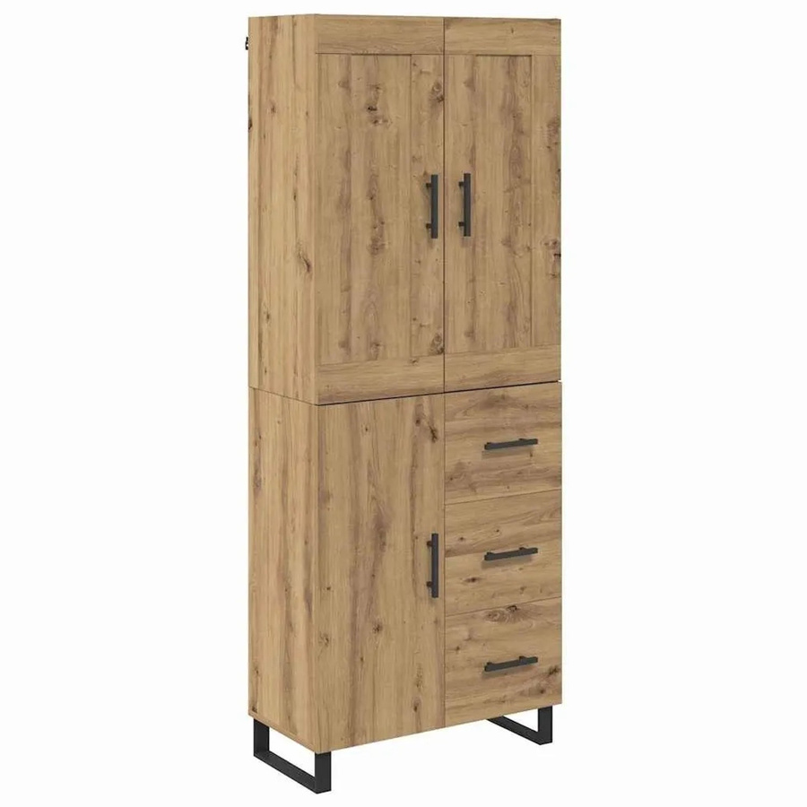 vidaXL Highboard Artisan-Eiche in Braun mit Türen und Schubladen, B/T/H: 69,5 x 34 x 180 cm - Bild 2
