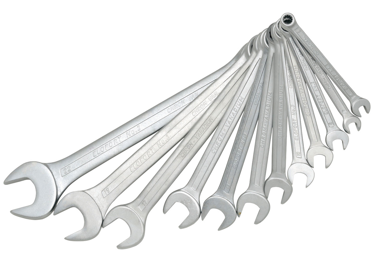 Elofort Ringmaulschlüssel-Satz 12-teilig in Silber, Größen 6-32 mm, ELOFORT-3S 121M - Bild 1