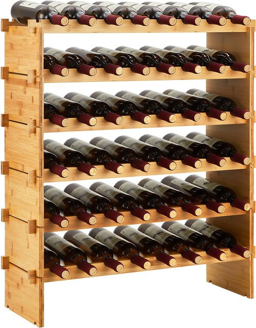 HiMISS Stapelbares Weinregal aus Bambus in Braun, Modulares Holz-Aufbewahrungsregal für Küche und Bar, B/T/H: 54,0 x 26,0 x 4,0 cm - Bild 1