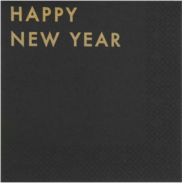 Rico Design Servietten Happy New Year in Schwarz und Gold, 20 Stück - Bild 1