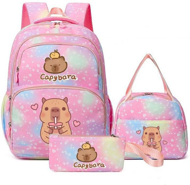 3-teiliges Schulrucksack-Set für Schüler aus Oxford-Stoff in Multicolour mit Schultasche, Schultergurt und Federmäppchen - Bild 1