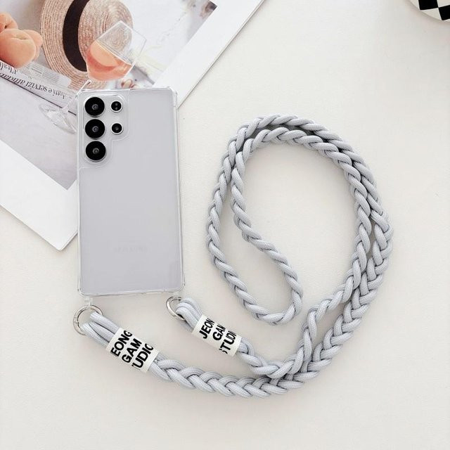 Stoßfeste Samsung Galaxy Handyhülle mit Lanyard und Crossbody-Tragegurt in Transparent - Bild 1