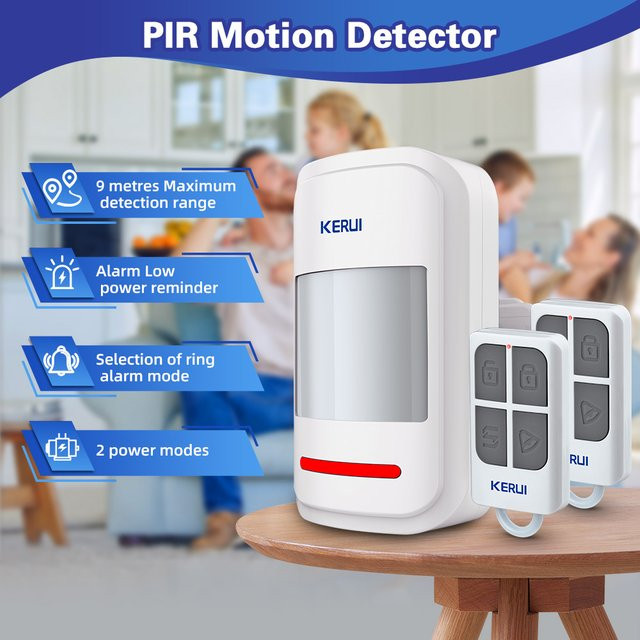 KERUI Kabelloser PIR-Bewegungsmelder in Weiß mit 433 MHz Infrarot-Technologie, Alarm- und Türklingelmodus inklusive Fernbedienung und SOS-Funktion für Senioren - Bild 1