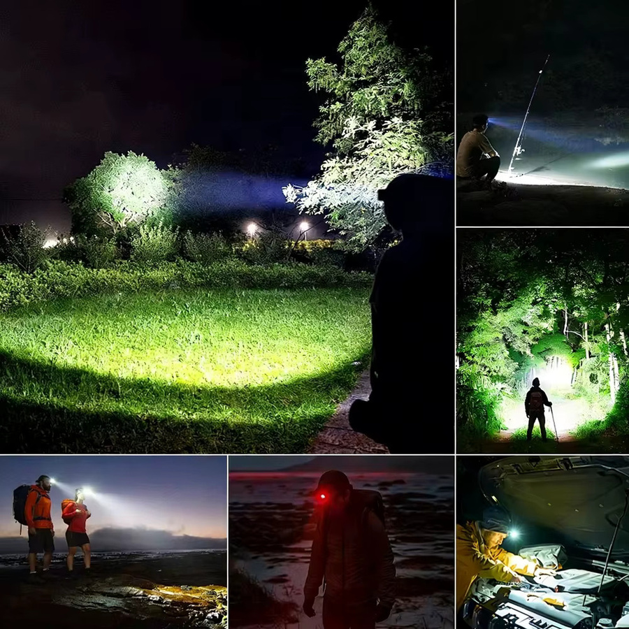 NEWBIRTH LED Stirnlampe mit COB-Licht, wiederaufladbare USB-Taschenlampe für Outdoor und Camping, Schwarz - Bild 5